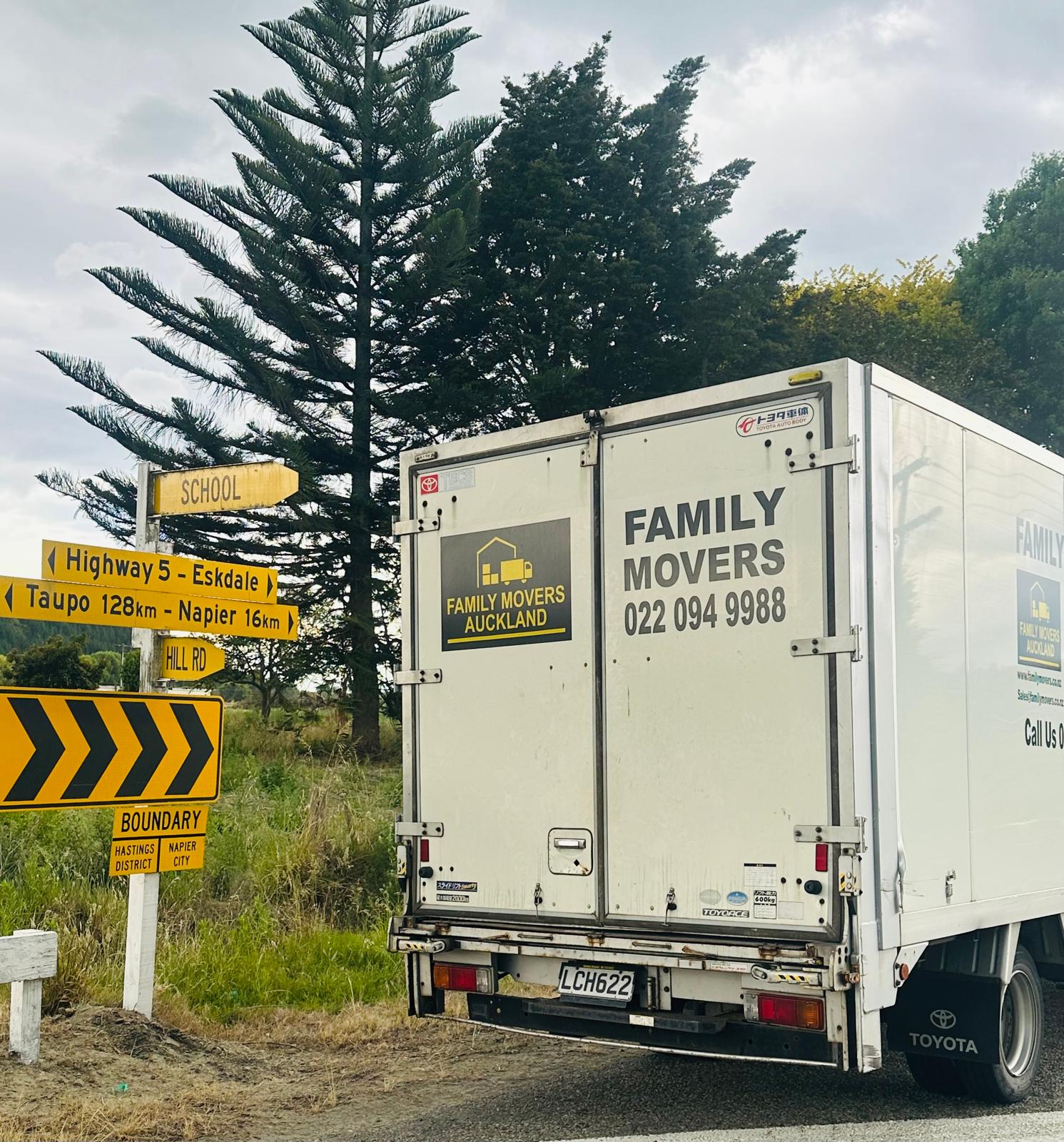 Family Movers truck back showing the company logo