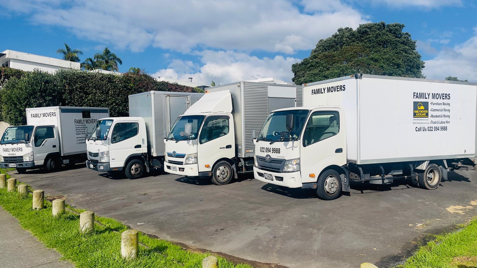 Family Movers branded fleet ready for an Auckland premium full-service move